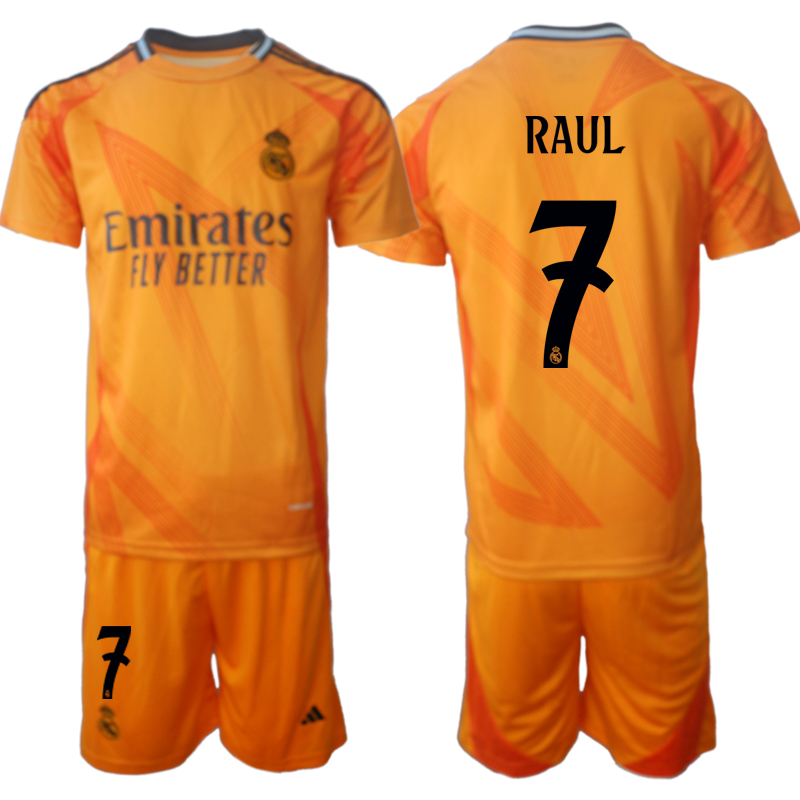 Men 2024-2025 Club Real Madrid away orange #7 Soccer Jersey->real madrid jersey->Soccer Club Jersey